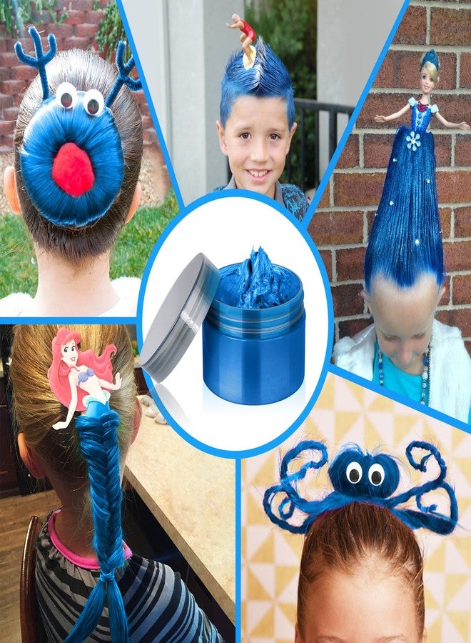 Cherocito Blue Temporary Hair Color Wax Kit for Teenagers,Crazy Hair Day Accessories, Gifts for Teenagers,Instant Hair Dye Color Wax for Cosplay, Party, Halloween, Christmas, Washable Crazy Hair Style - Image 5